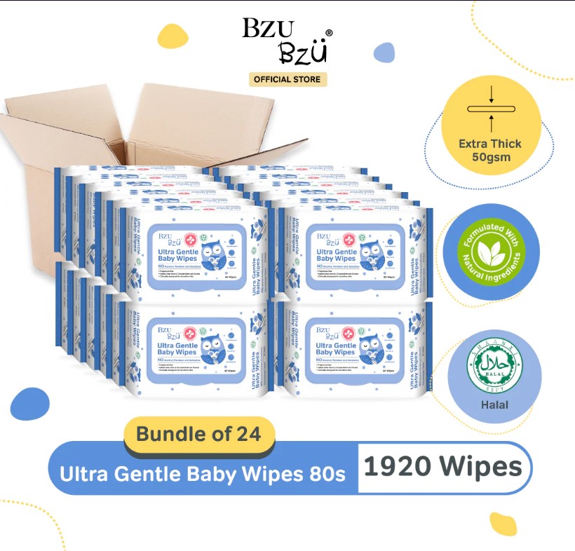 Bzu Bzu (Carton Deal Value Pack) Ultra Gentle Baby Wipes 80sx2x12pack